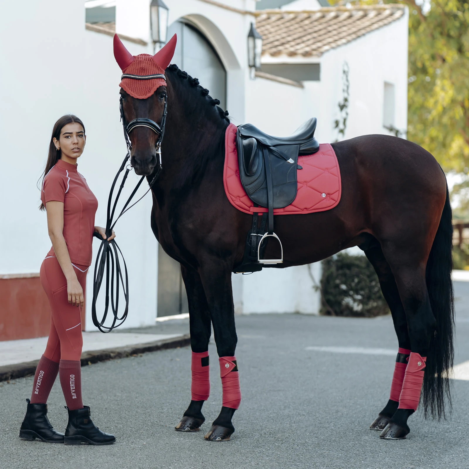 B Vertigo Laurel Quick Dry Dressage Saddle Pad - Mineral Red 4 B Vertigo Laurel Quick Dry Dressage Saddle Pad - Mineral Red - Image 2