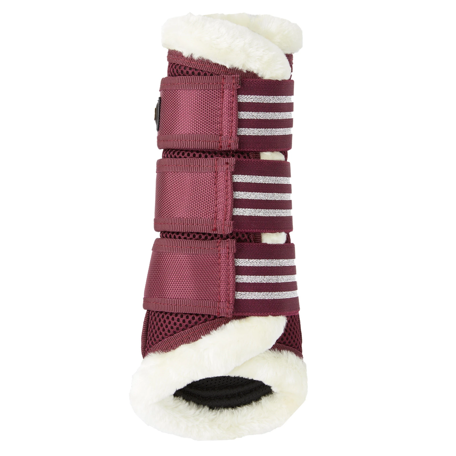Horze Lincoln Faux Fur Brushing Boots - Merlot 5 Horze Lincoln Faux Fur Brushing Boots - Merlot - Image 3