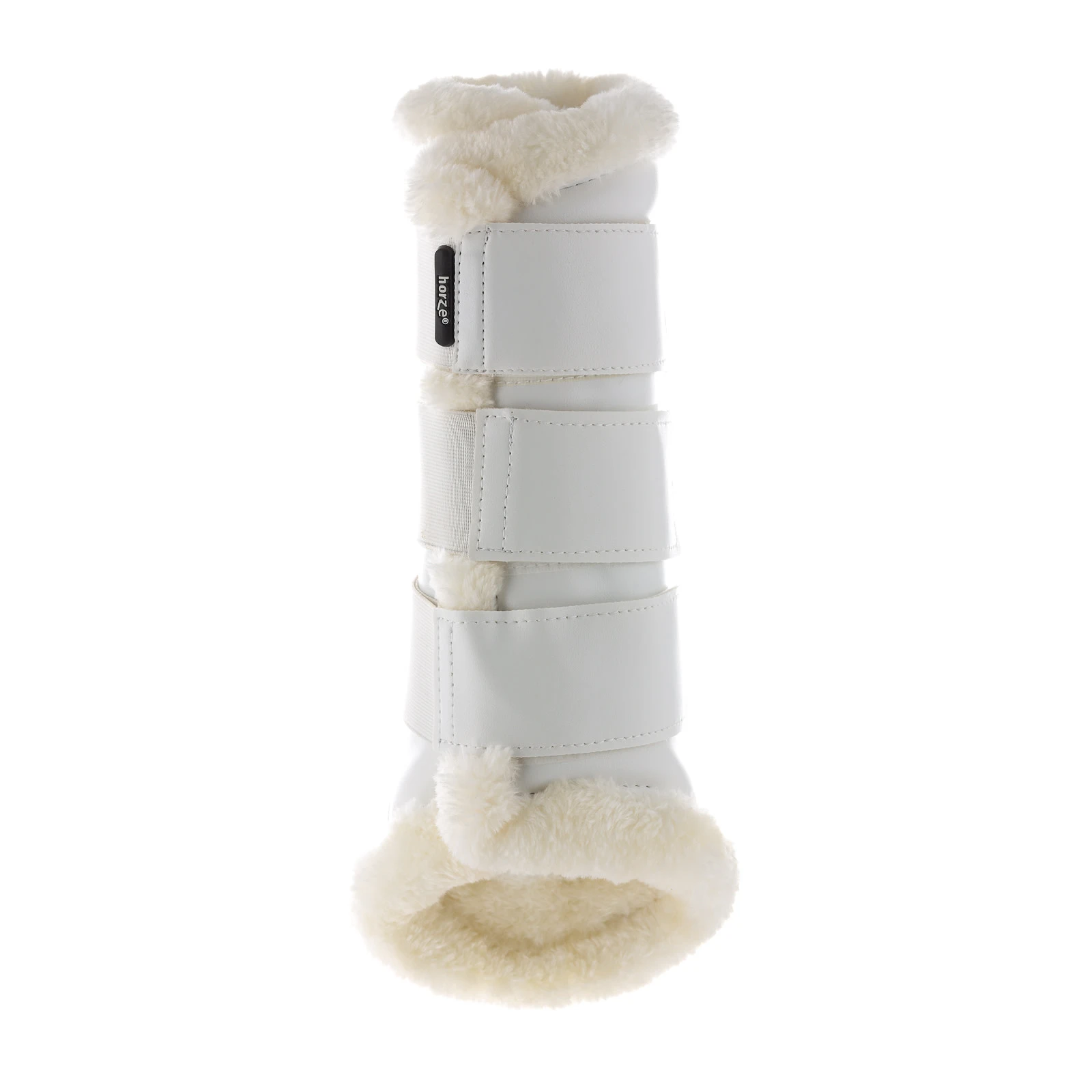 Horze Wilton Faux Fur Brushing Boots - White 5 Horze Wilton Faux Fur Brushing Boots - White - Image 3