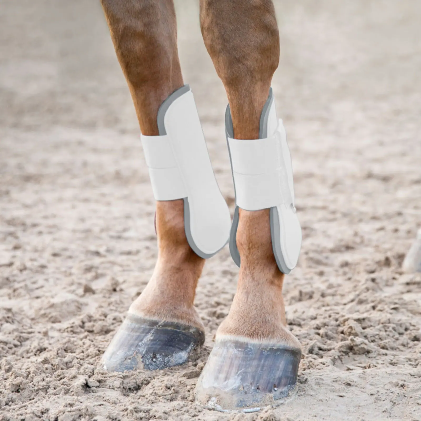 Horze Chicago Tendon Open Front Horse Boots - White/Grey 5 Horze Chicago Tendon Open Front Horse Boots - White/Grey - Image 3