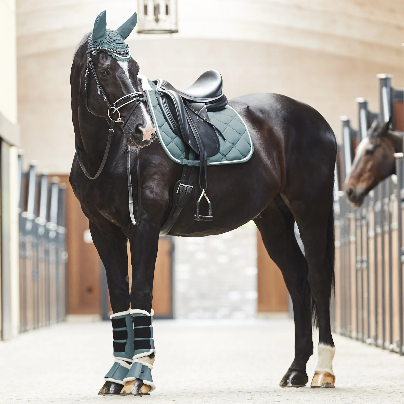 Horze Ghent Quick Dry Dressage Saddle Pad With Faux Fur - Arctic Blue 5 Horze Ghent Quick Dry Dressage Saddle Pad With Faux Fur - Arctic Blue - Image 3