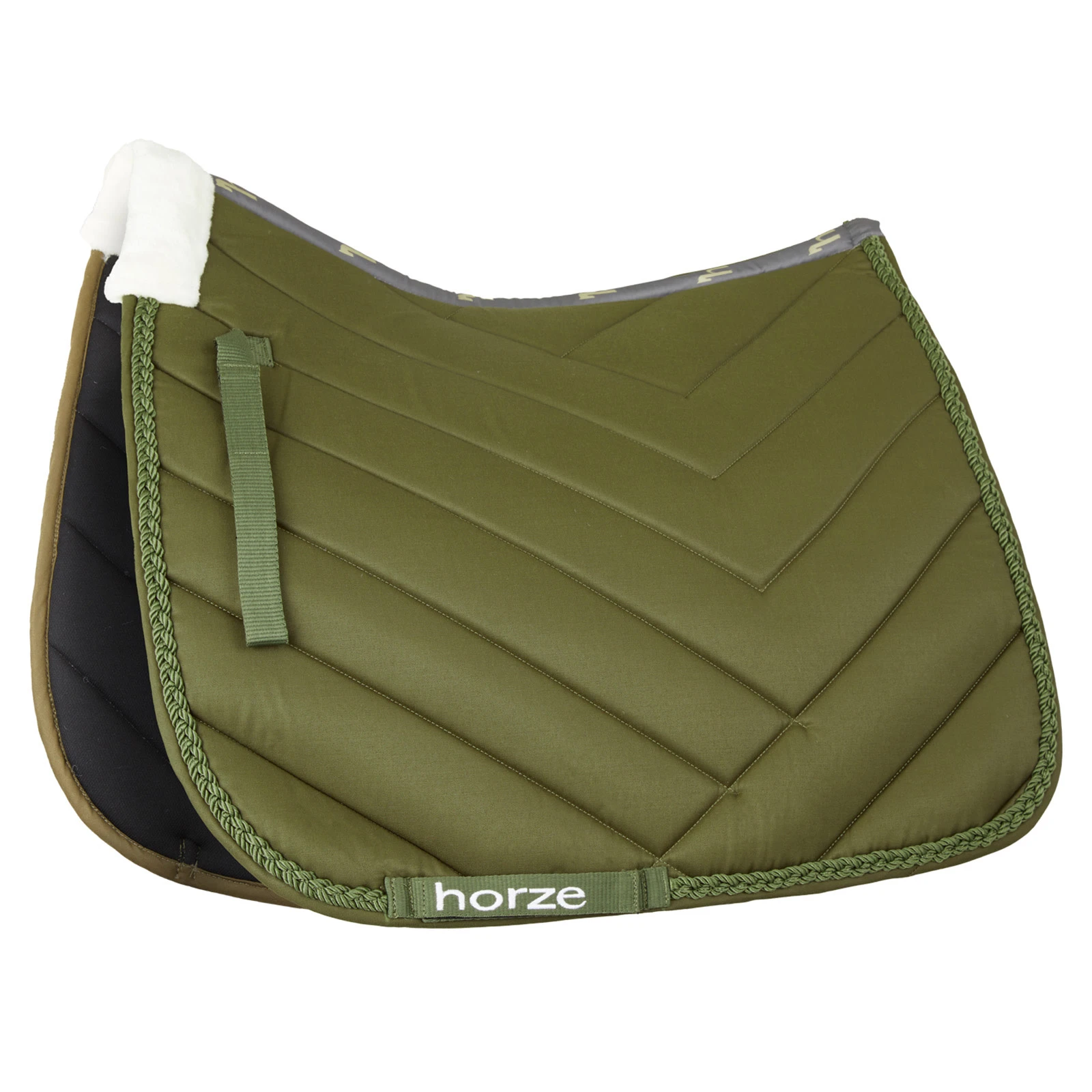 Horze Victoria Dressage Saddle Pad - Beetle Khaki Green 3 Horze Victoria Dressage Saddle Pad - Beetle Khaki Green