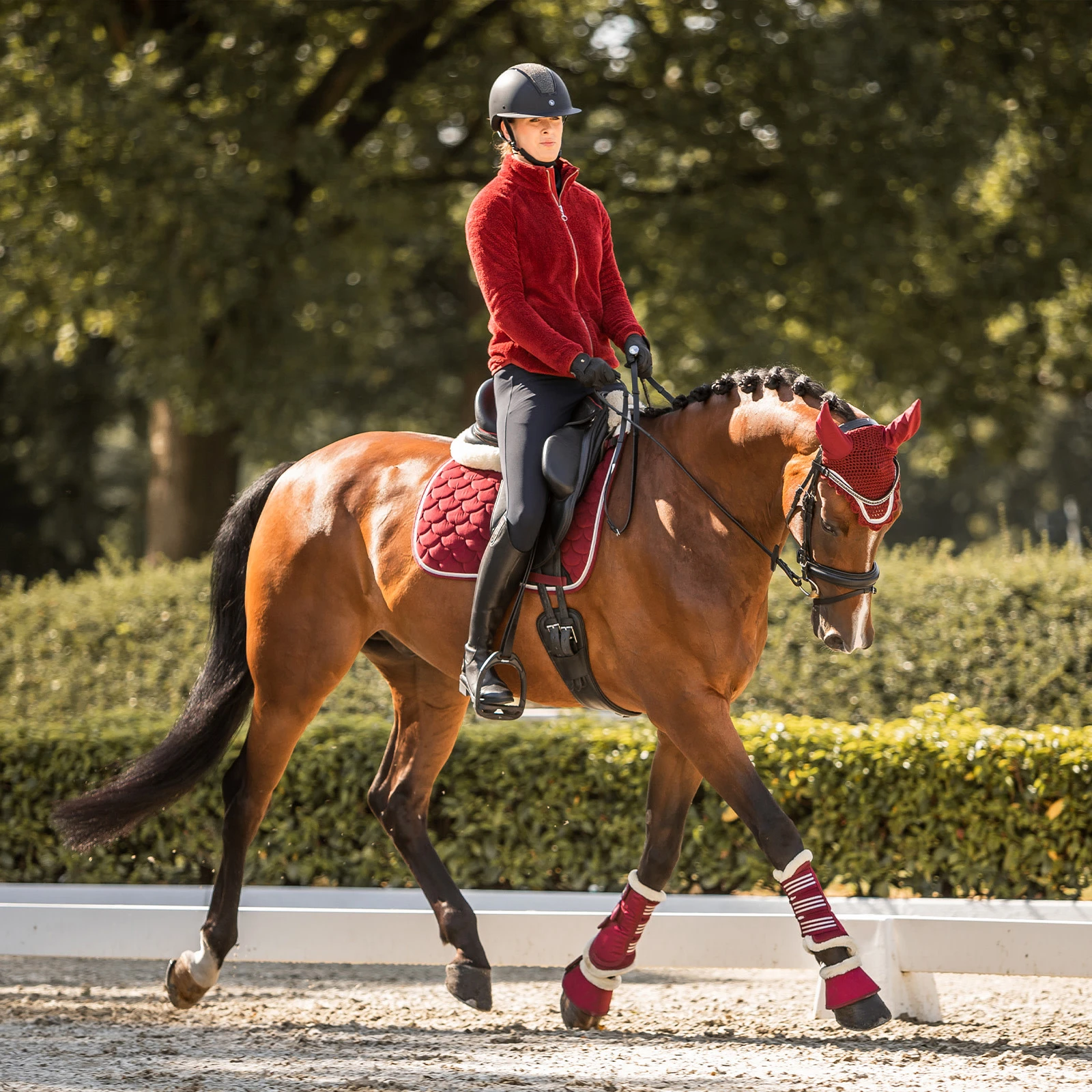 Horze Merida Womens Fleece Jacket - Merlot 8 Horze Merida Womens Fleece Jacket - Merlot - Image 6