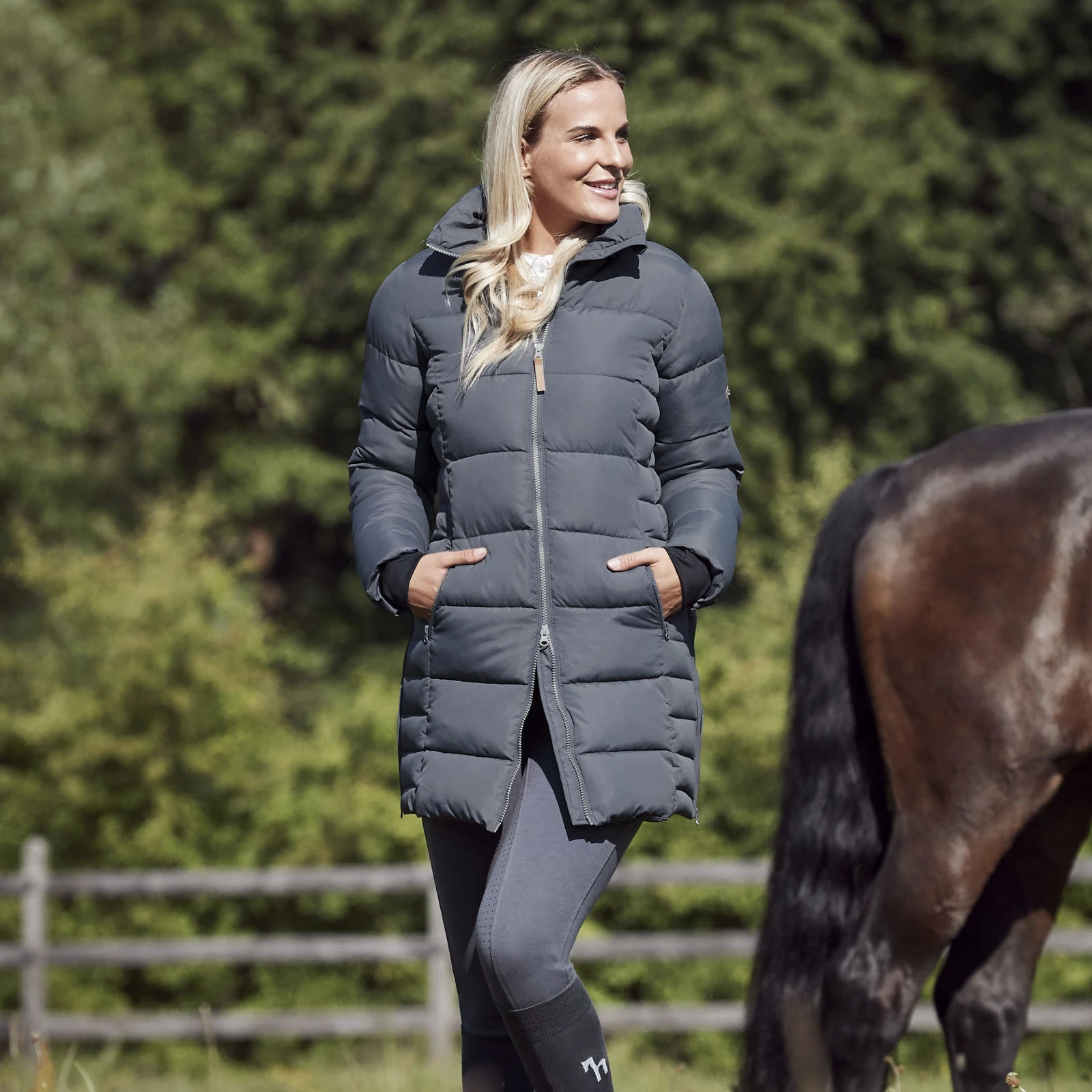 Horze Claire Womens Side Zip Riding Jacket - Blackened Pearl 5 Horze Claire Womens Side Zip Riding Jacket - Blackened Pearl - Image 3