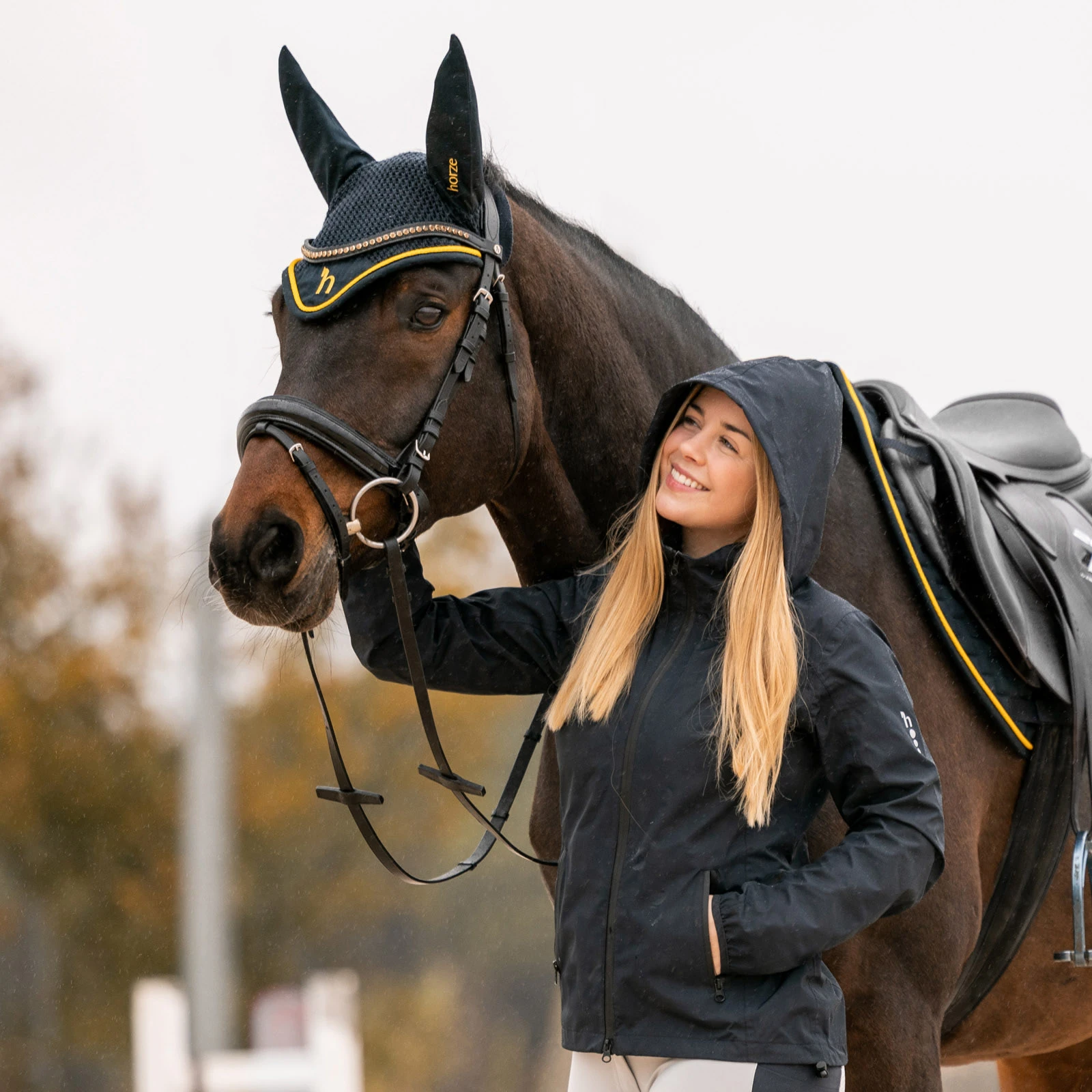 Horze Stella Waterproof Shell Jacket - Dark Navy 5 Horze Stella Waterproof Shell Jacket - Dark Navy - Image 3