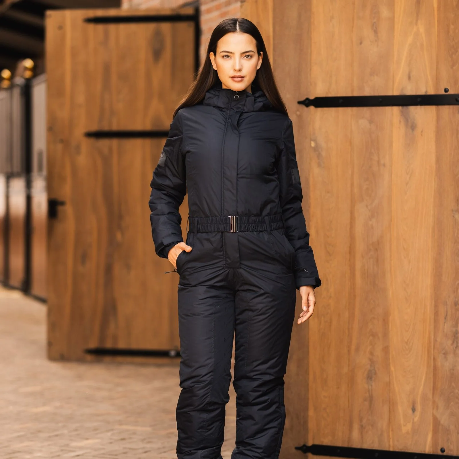 Horze Annica Waterproof Padded Riding Full Grip Overall - Caviar Black 7 Horze Annica Waterproof Padded Riding Full Grip Overall - Caviar Black - Image 5