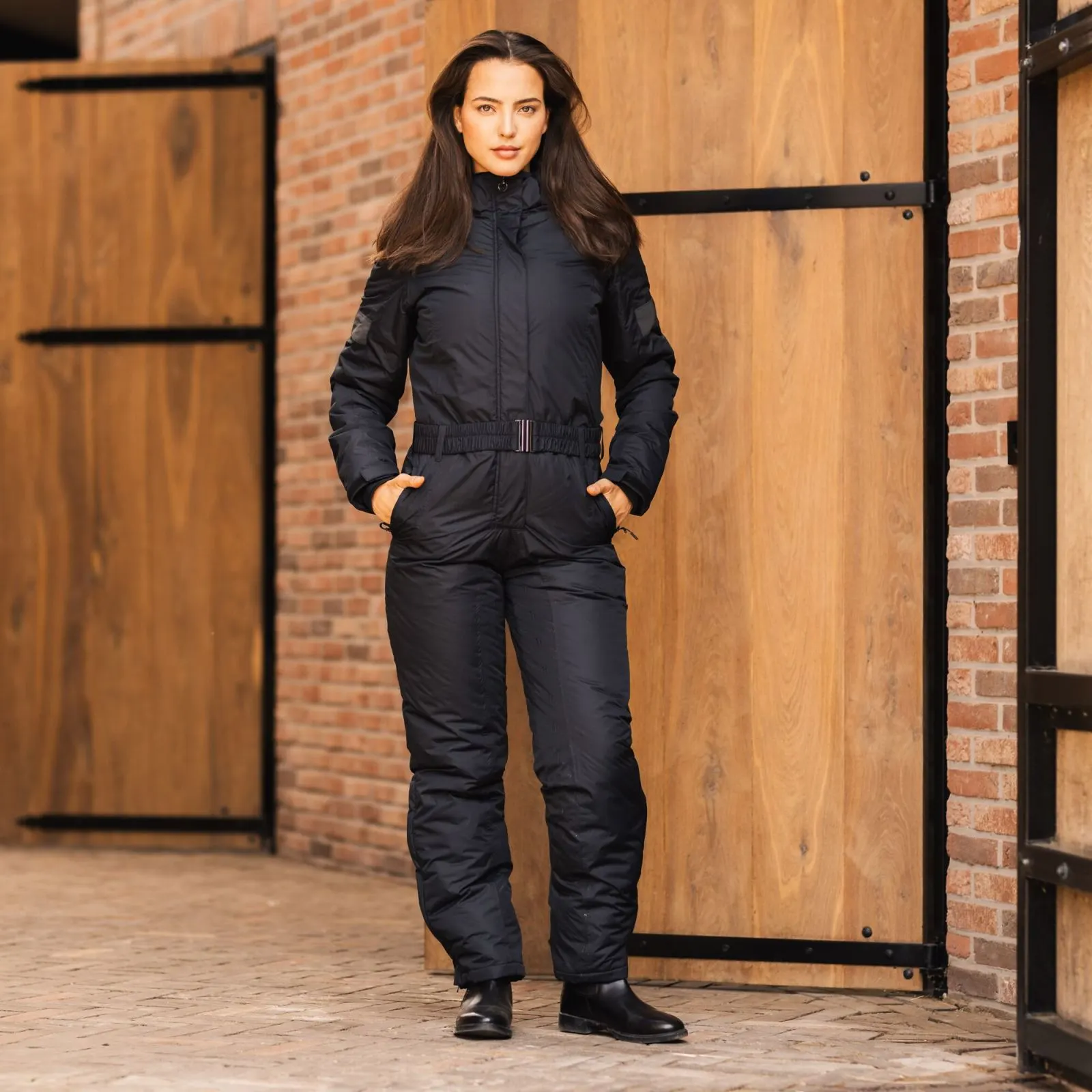 Horze Annica Waterproof Padded Riding Full Grip Overall - Caviar Black 8 Horze Annica Waterproof Padded Riding Full Grip Overall - Caviar Black - Image 6