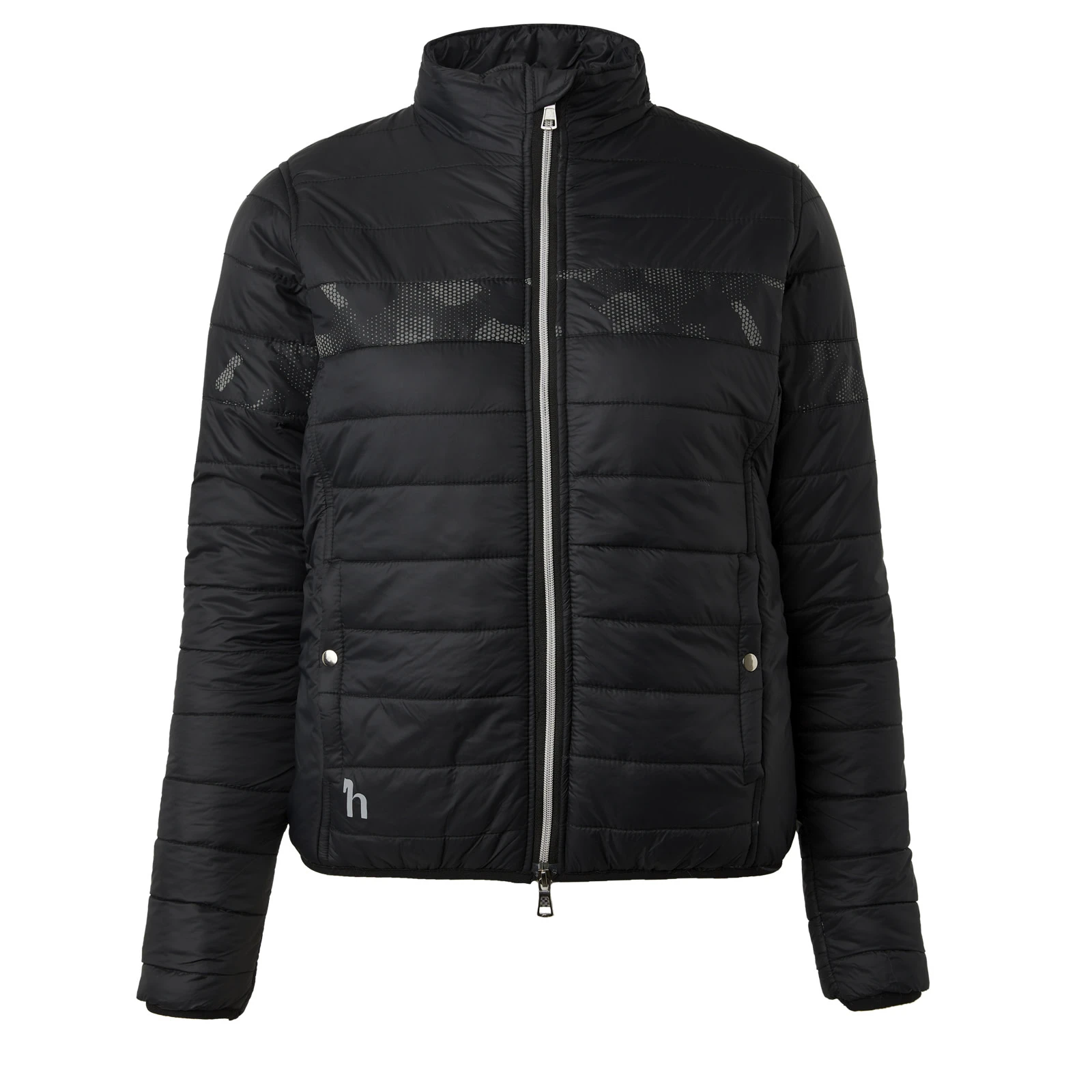 Horze Luminox Womens Padded Jacket With Reflective Print - Black 3 Horze Luminox Womens Padded Jacket With Reflective Print - Black