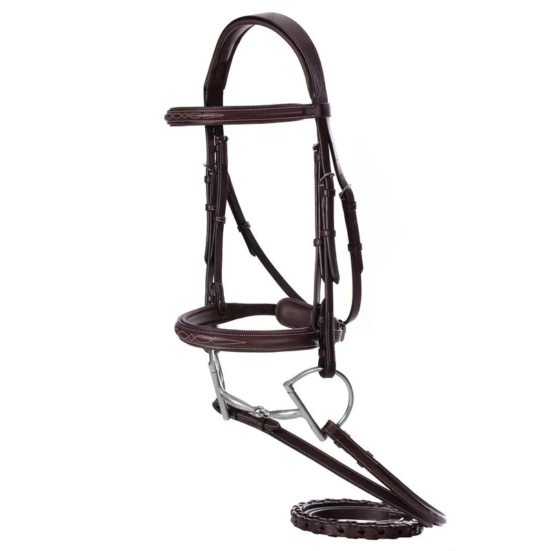 Equinavia Valkyrie Fancy Stitched Hunter Bridle W/Reins - Chocolate Brown 3 Equinavia Valkyrie Fancy Stitched Hunter Bridle W/Reins - Chocolate Brown