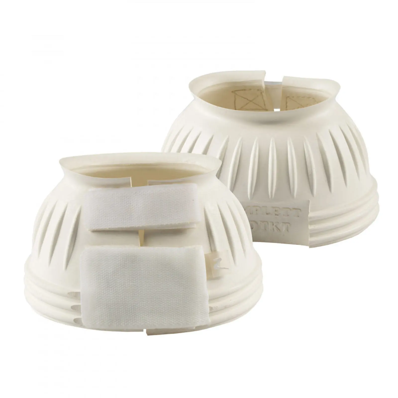 Horze Double Closure No Turn Rubber Bell Boots - White 3 Horze Double Closure No Turn Rubber Bell Boots - White