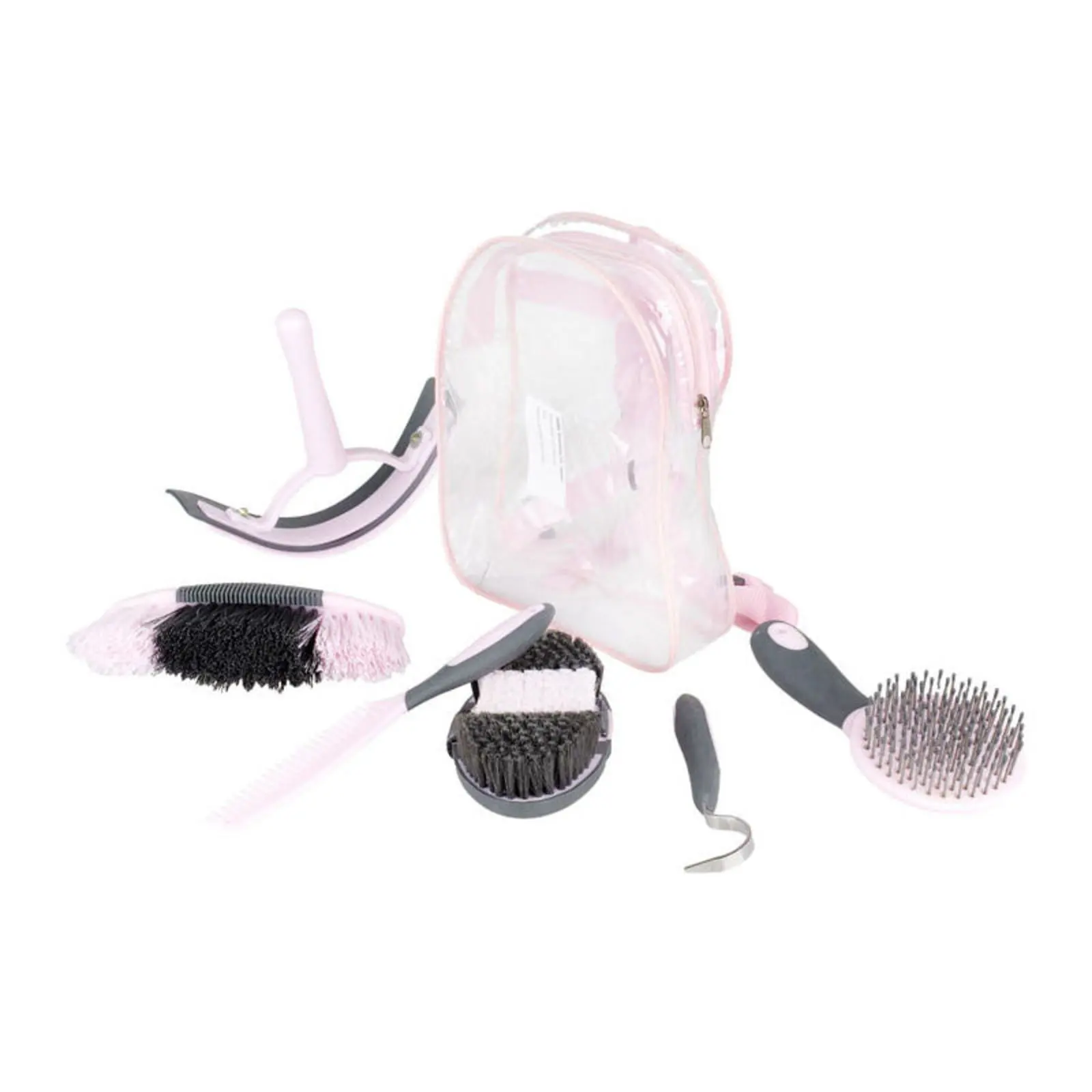 Horze Sweet Grooming Set In Carry Bag - Pink/Grey 4 Horze Sweet Grooming Set In Carry Bag - Pink/Grey - Image 2