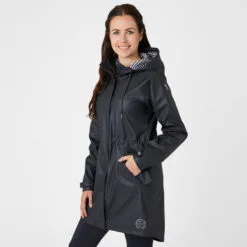 Horze Dania Womens Rain Coat With Jersey Knit Lining - Dark Navy