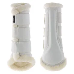 Horze Wilton Faux Fur Brushing Boots - White