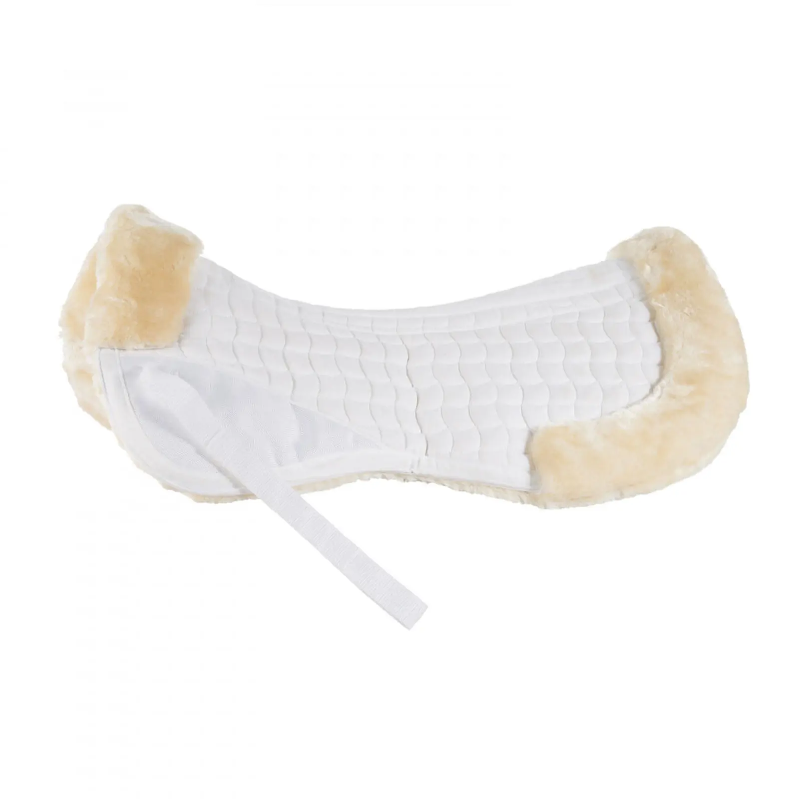 Horze Quilted Half Pad With Faux Fur Trim - White 3 Horze Quilted Half Pad With Faux Fur Trim - White