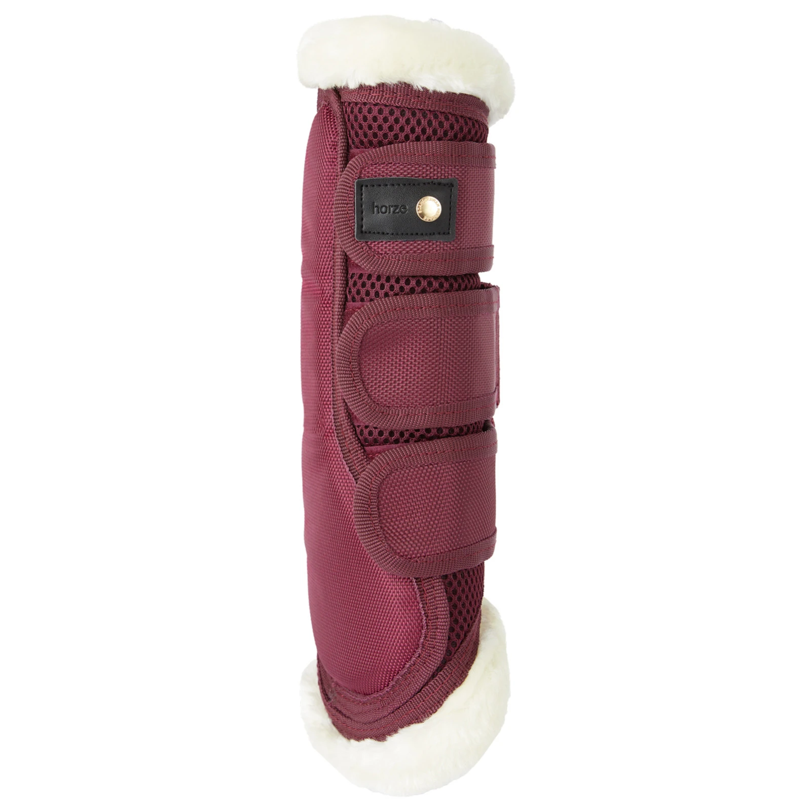 Horze Lincoln Faux Fur Brushing Boots - Merlot 6 Horze Lincoln Faux Fur Brushing Boots - Merlot - Image 4
