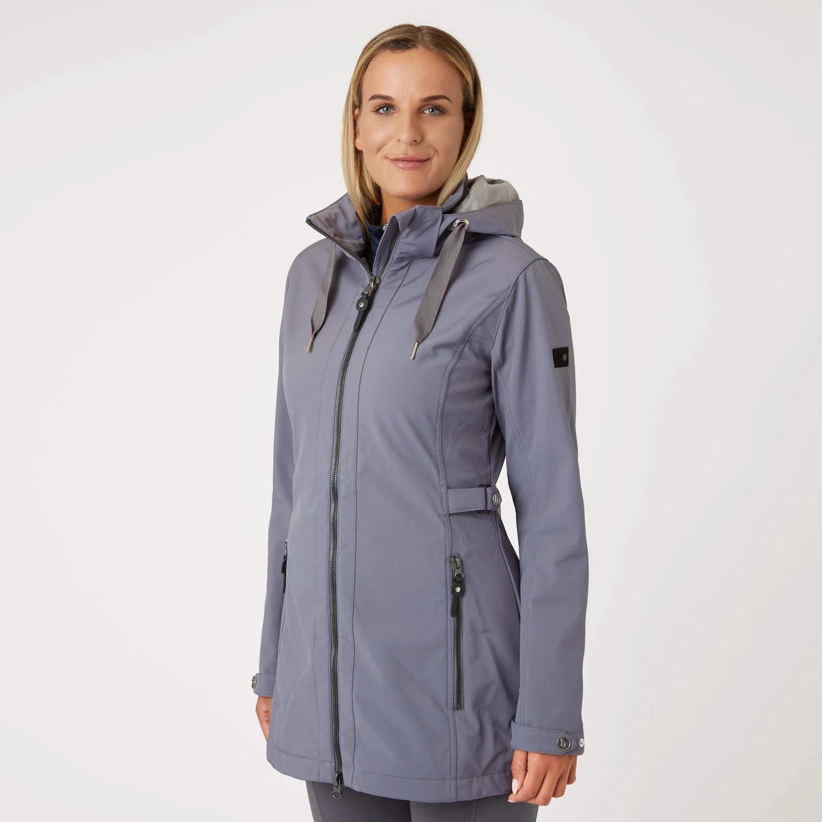 Horze Freya Womens Long Softshell Jacket - Steel Grey 4 Horze Freya Womens Long Softshell Jacket - Steel Grey - Image 2