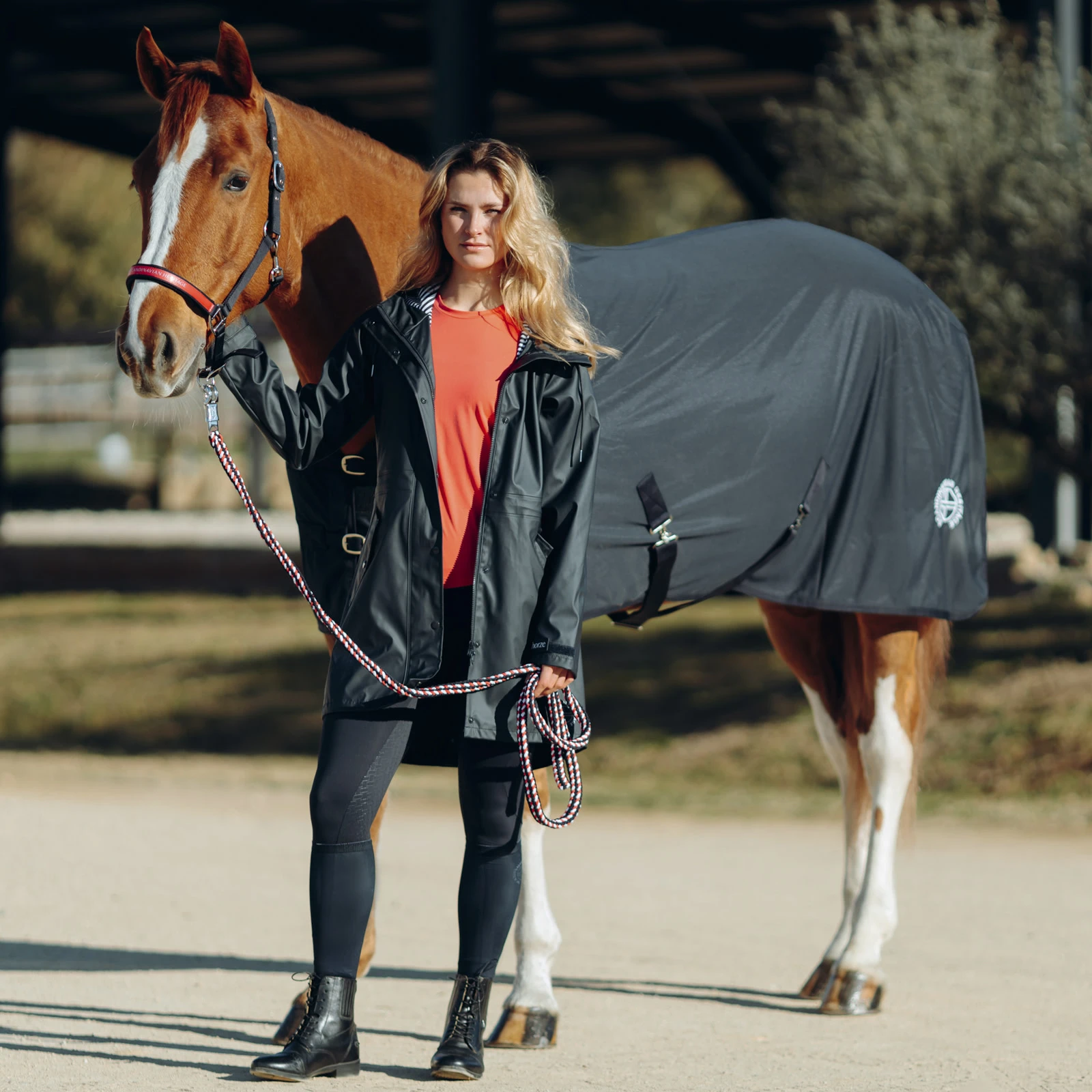 Horze Dania Womens Rain Coat With Jersey Knit Lining - Dark Navy 9 Horze Dania Womens Rain Coat With Jersey Knit Lining - Dark Navy - Image 7