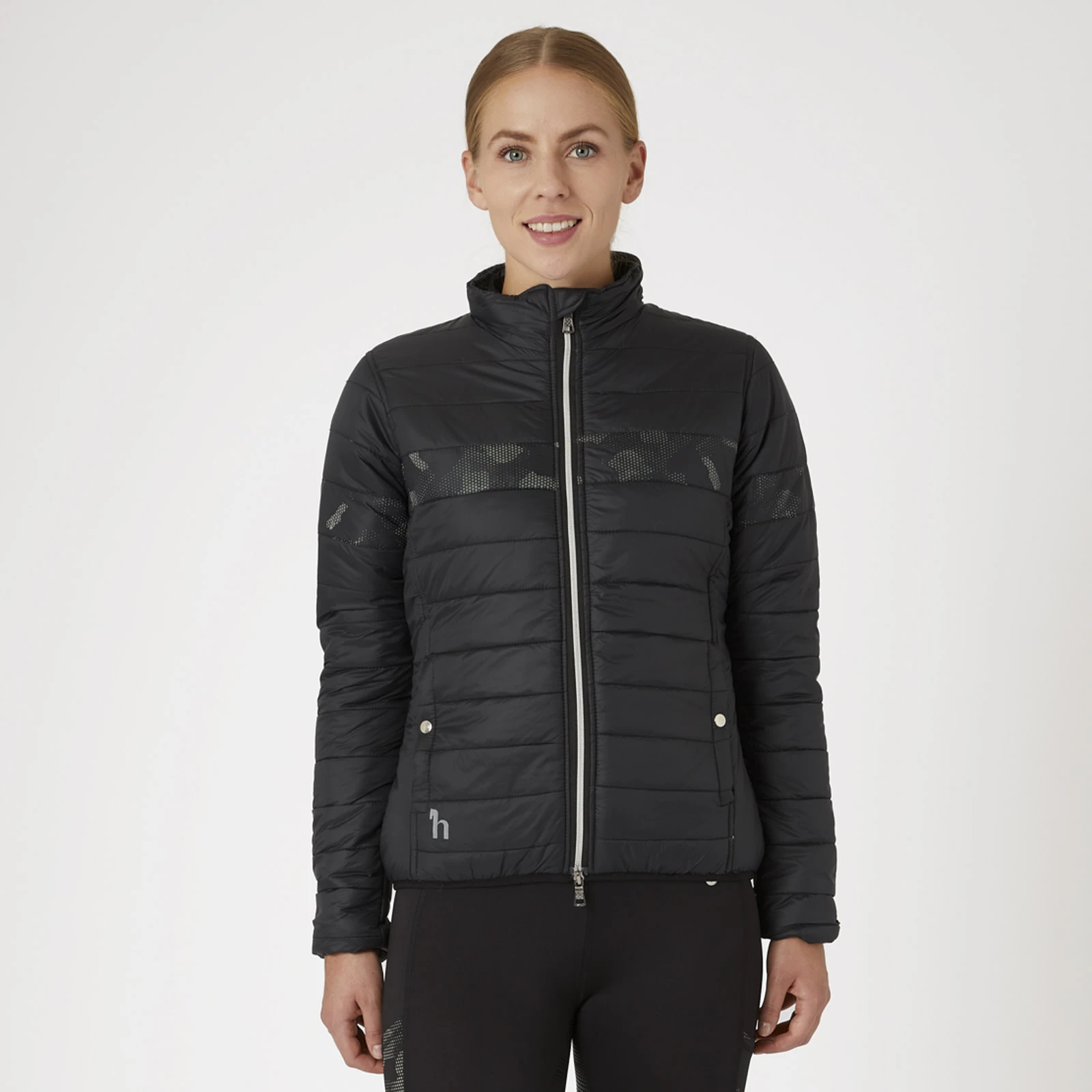 Horze Luminox Womens Padded Jacket With Reflective Print - Black 8 Horze Luminox Womens Padded Jacket With Reflective Print - Black - Image 6