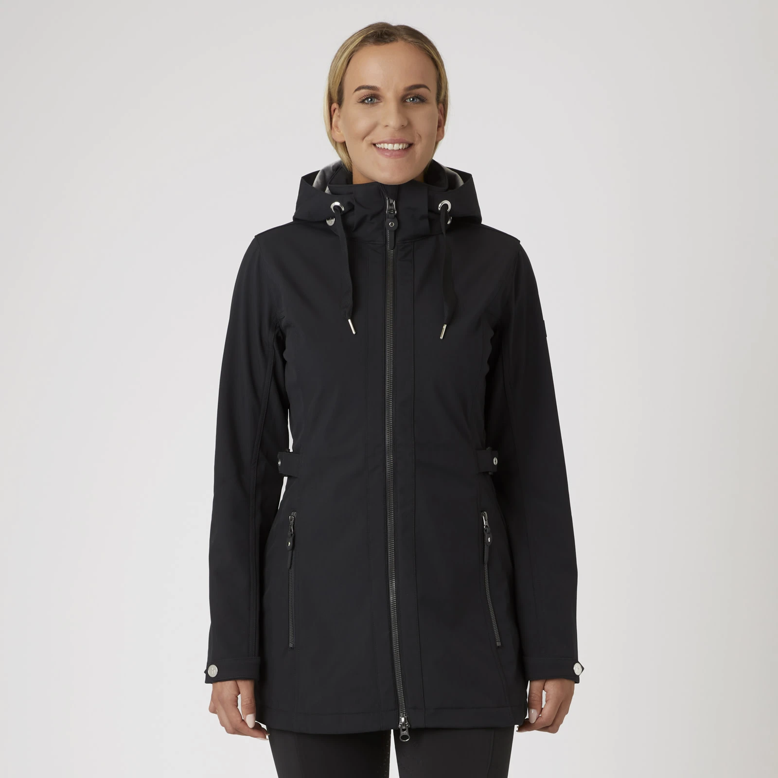 Horze Freya Womens Long Softshell Jacket - Black 9 Horze Freya Womens Long Softshell Jacket - Black - Image 7
