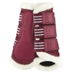 Horze Lincoln Faux Fur Brushing Boots - Merlot