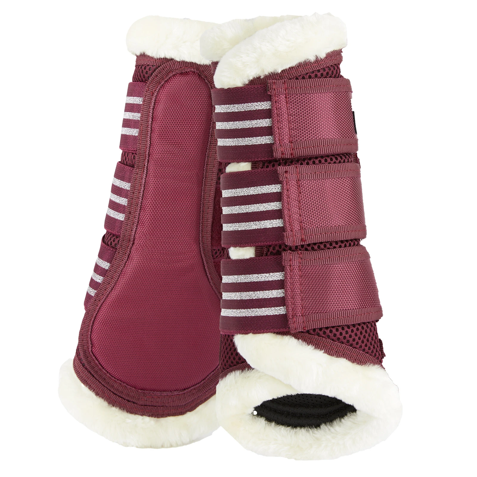 Horze Lincoln Faux Fur Brushing Boots - Merlot 3 Horze Lincoln Faux Fur Brushing Boots - Merlot