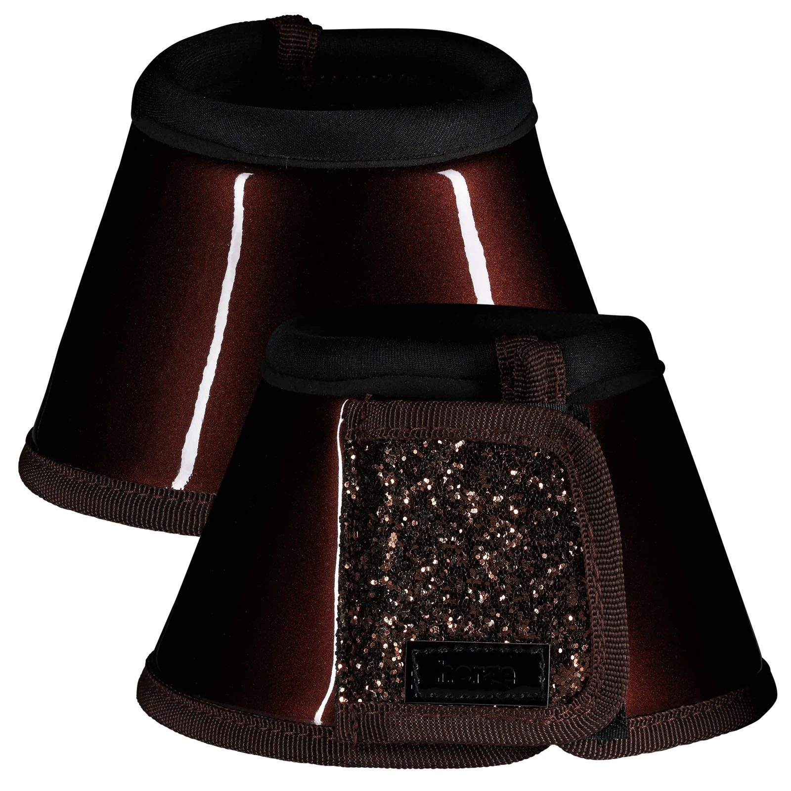 Horze Bell Boots With Glitter - Brown 3 Horze Bell Boots With Glitter - Brown