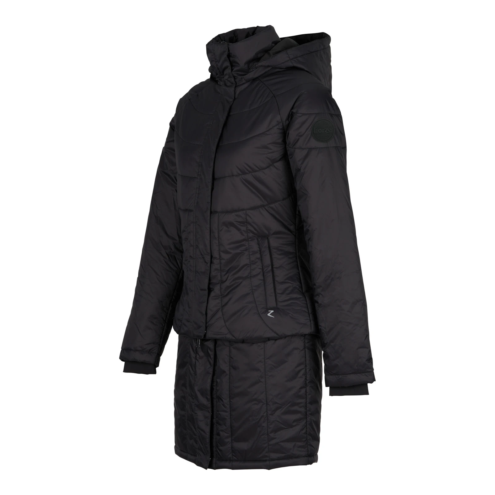 Horze Aurora Womens Padded Parka With Removable Hem - Black 4 Horze Aurora Womens Padded Parka With Removable Hem - Black - Image 2